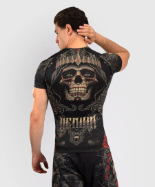 Venum Santa Muerte 5.0 Mens Short Sleeve Rashguard Deep Black Gold