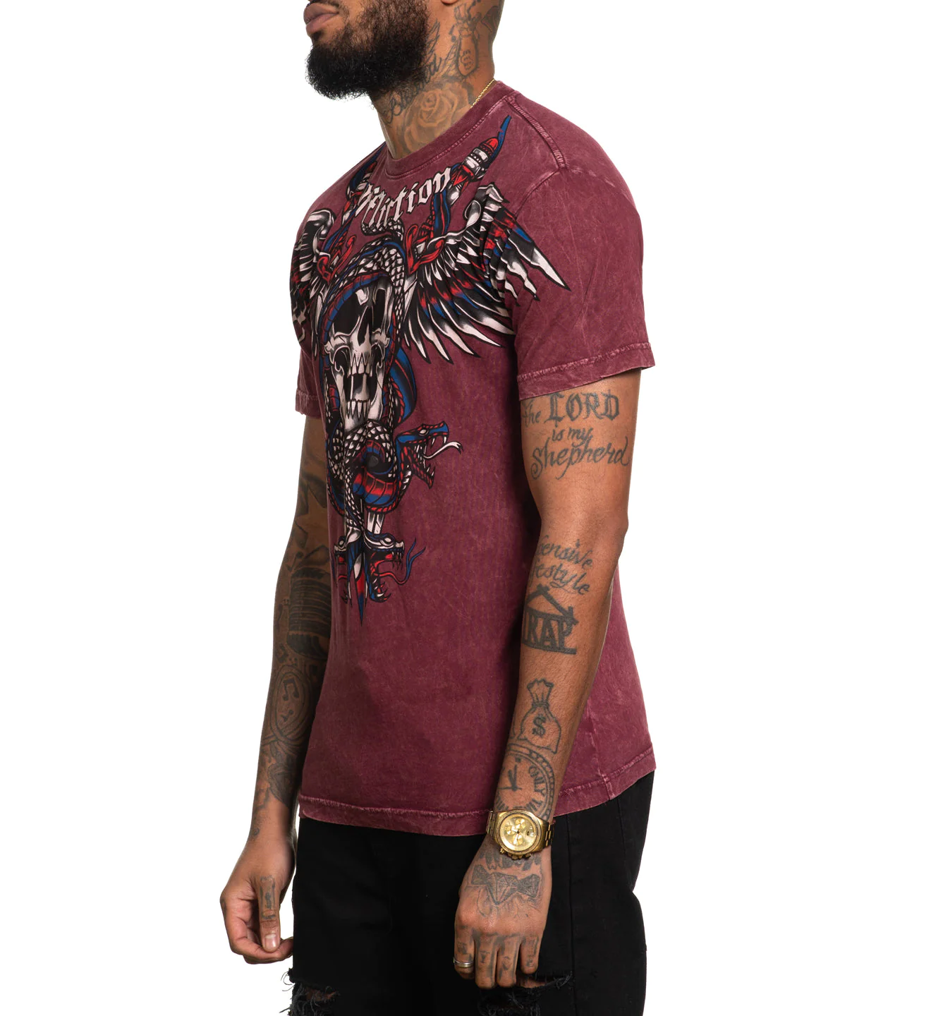 Affliction Poisonous Shadow Burgandy Lava Wash T-shirt price