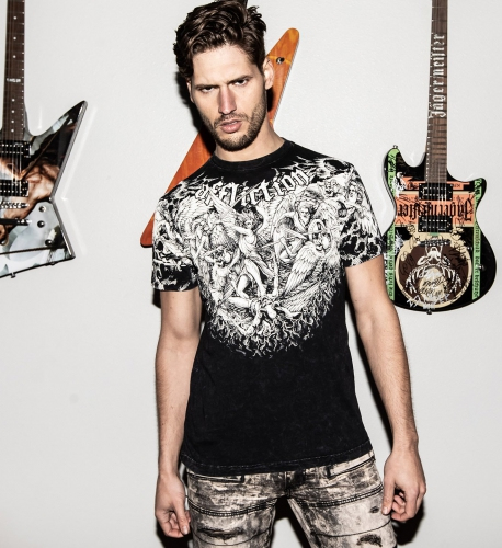 Affliction Angels Revival SS Tee Black Lava Wash T-shirt original