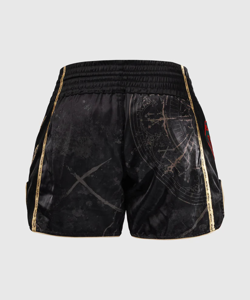 Тайські шорти Venum Santa Muerte 5.0 Muay Thai Shorts Deep Black Gold купити