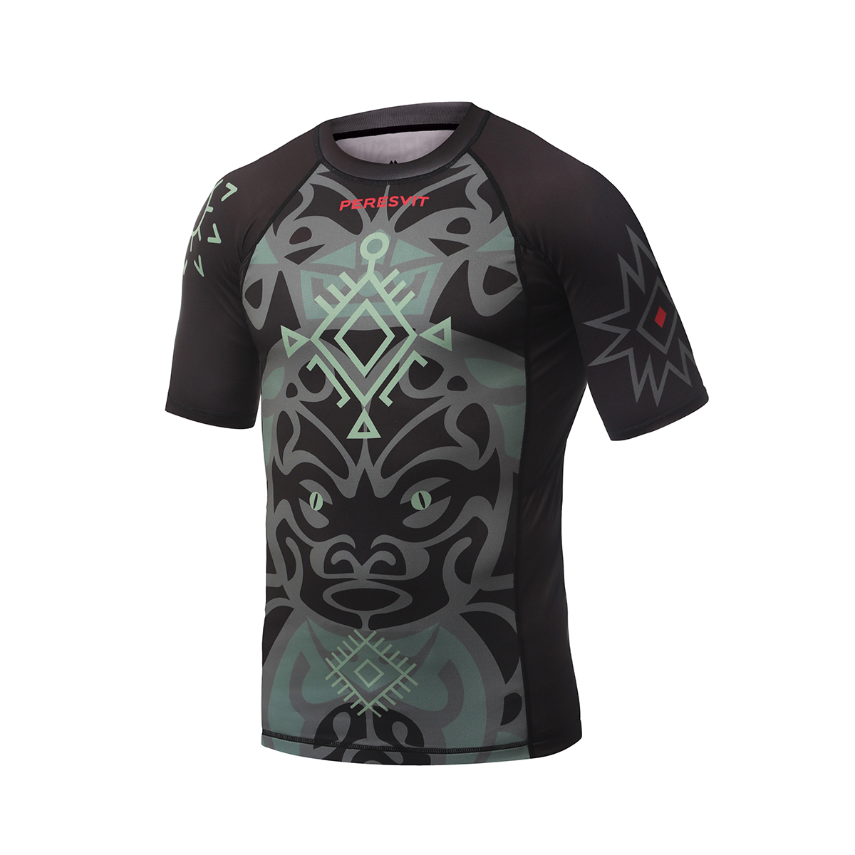 Рашгард с коротким рукавом Peresvit Maori Black Military Green цена