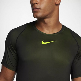 Футболка Nike Mens Pro Colorburst Fitted T-shirt Volt Black, Фото № 4
