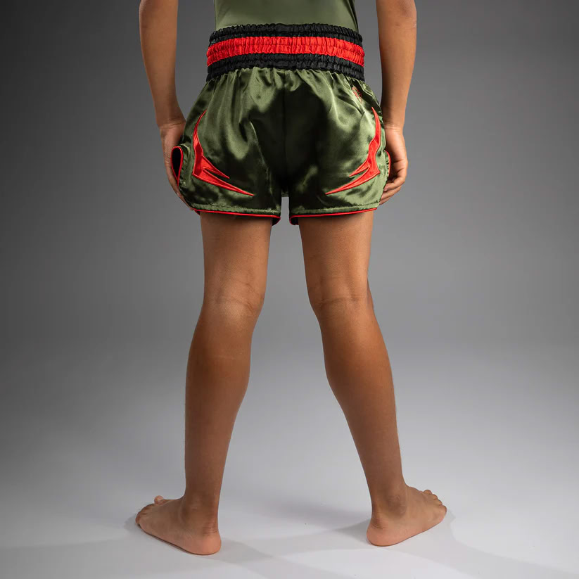 Дитячі шорти Venum Inferno Kids Muay Thai Shorts Army Green Orange купити