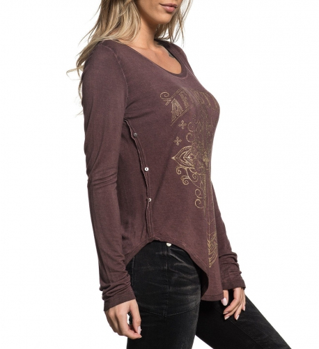 Женский лонгслив Affliction Zinfandel Long Sleeve Scoop Neck Tee фото