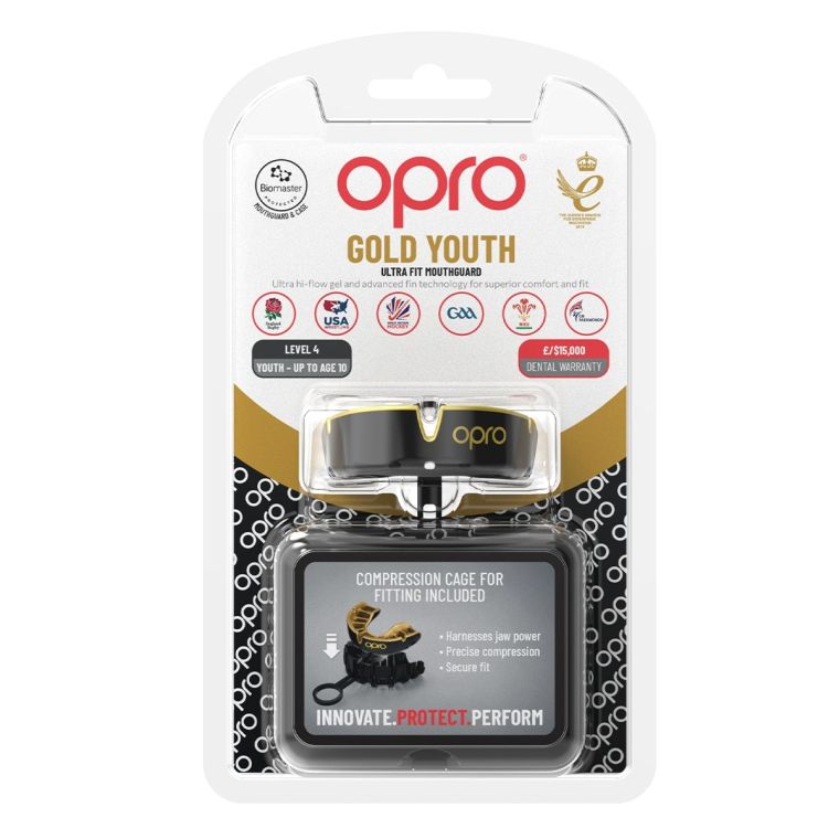 Детская капа Opro Self-fit GEN5 Youth Gold Black Gold оригинал