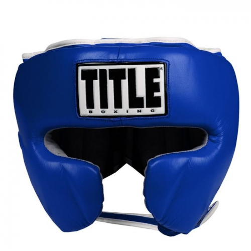 Шлем Title Boxing Leather Sparring Headgear Blue купить