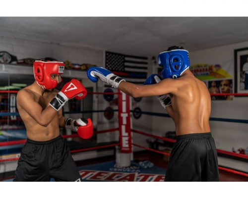 Шлем Title Boxing Leather Sparring Headgear Blue оригинал
