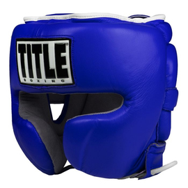 Шлем Title Boxing Leather Sparring Headgear Blue