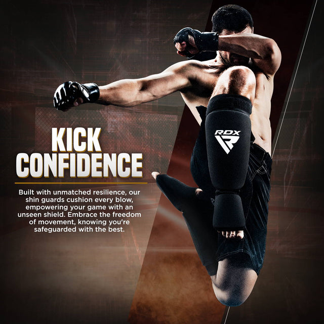 Захист гомілки RDX Hosieri Shin Instep Guard Black White оригінал