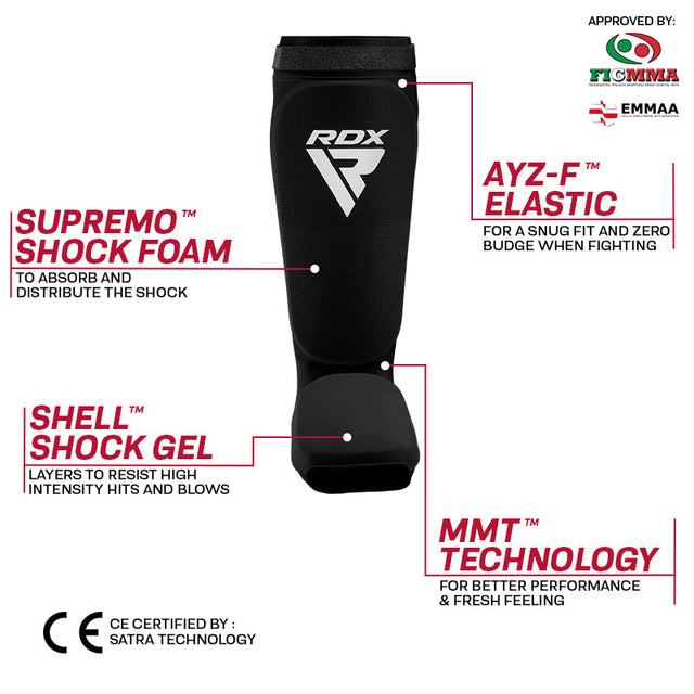 Захист гомілки RDX Hosieri Shin Instep Guard Black White фото