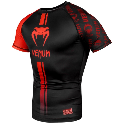 Рашгард Venum Logos Short Sleeves Rashguard Black Red фото