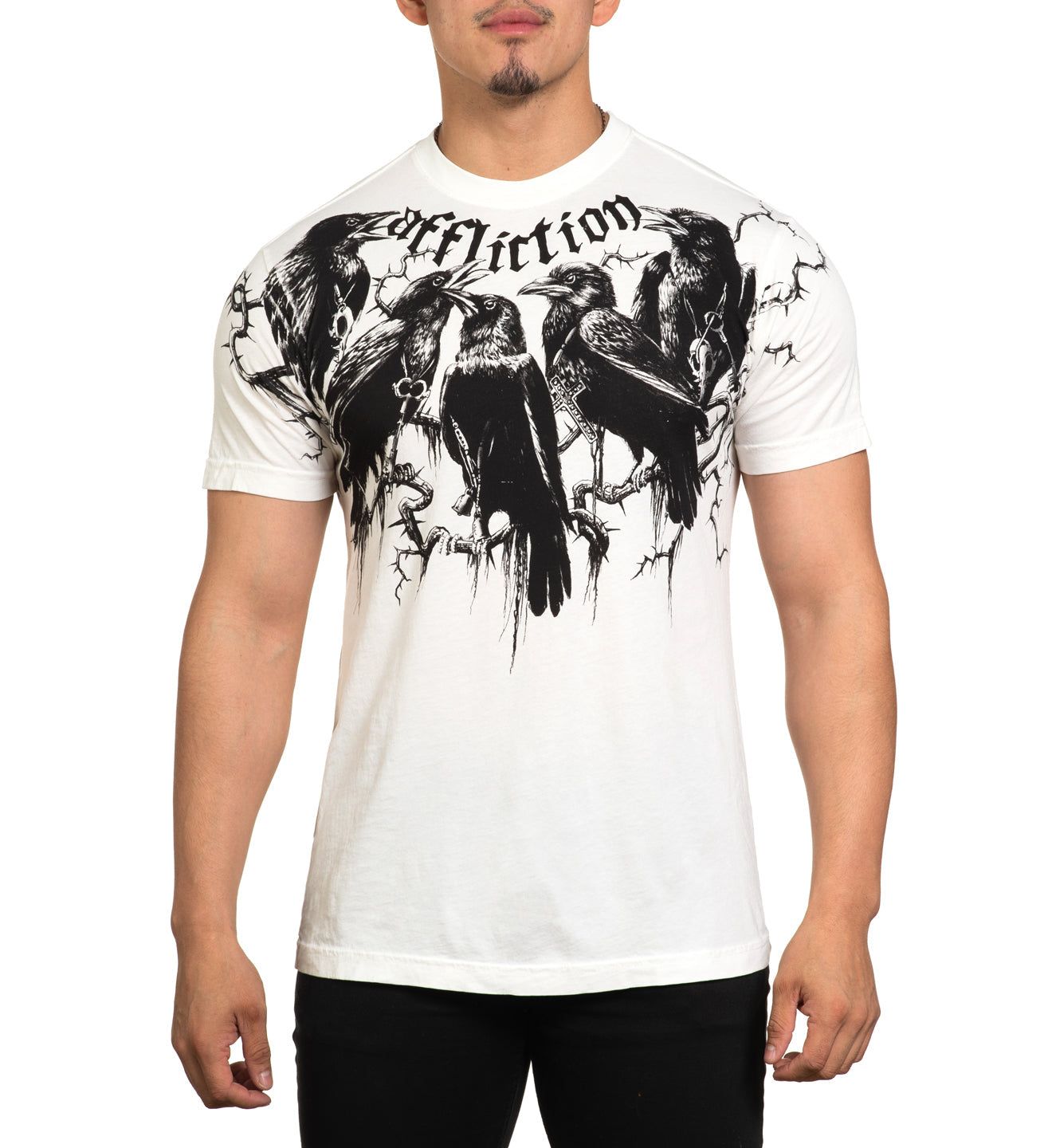 Футболка Affliction Crows SS Tee Vintage White