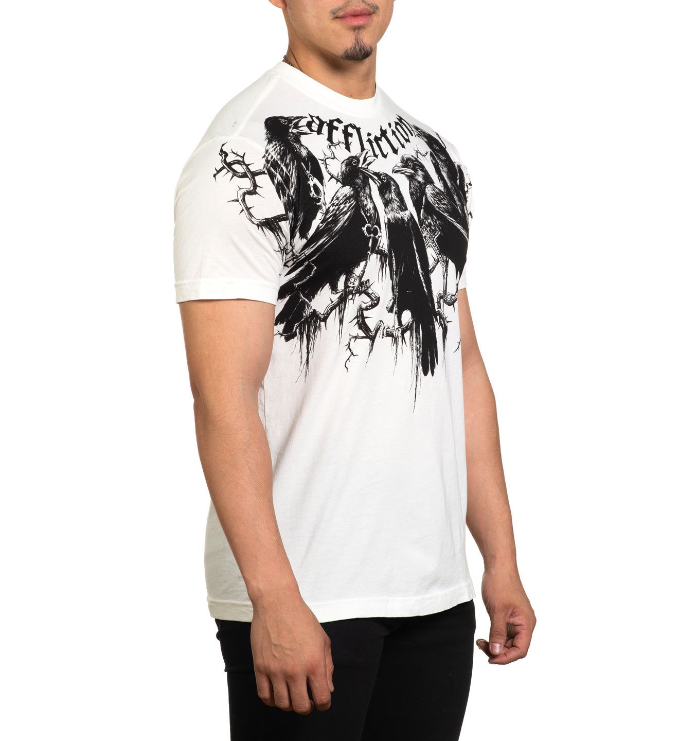 Футболка Affliction Crows SS Tee Vintage White цена