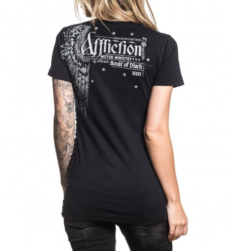 Футболка женская Affliction Black Souls Wings Tee Black купить