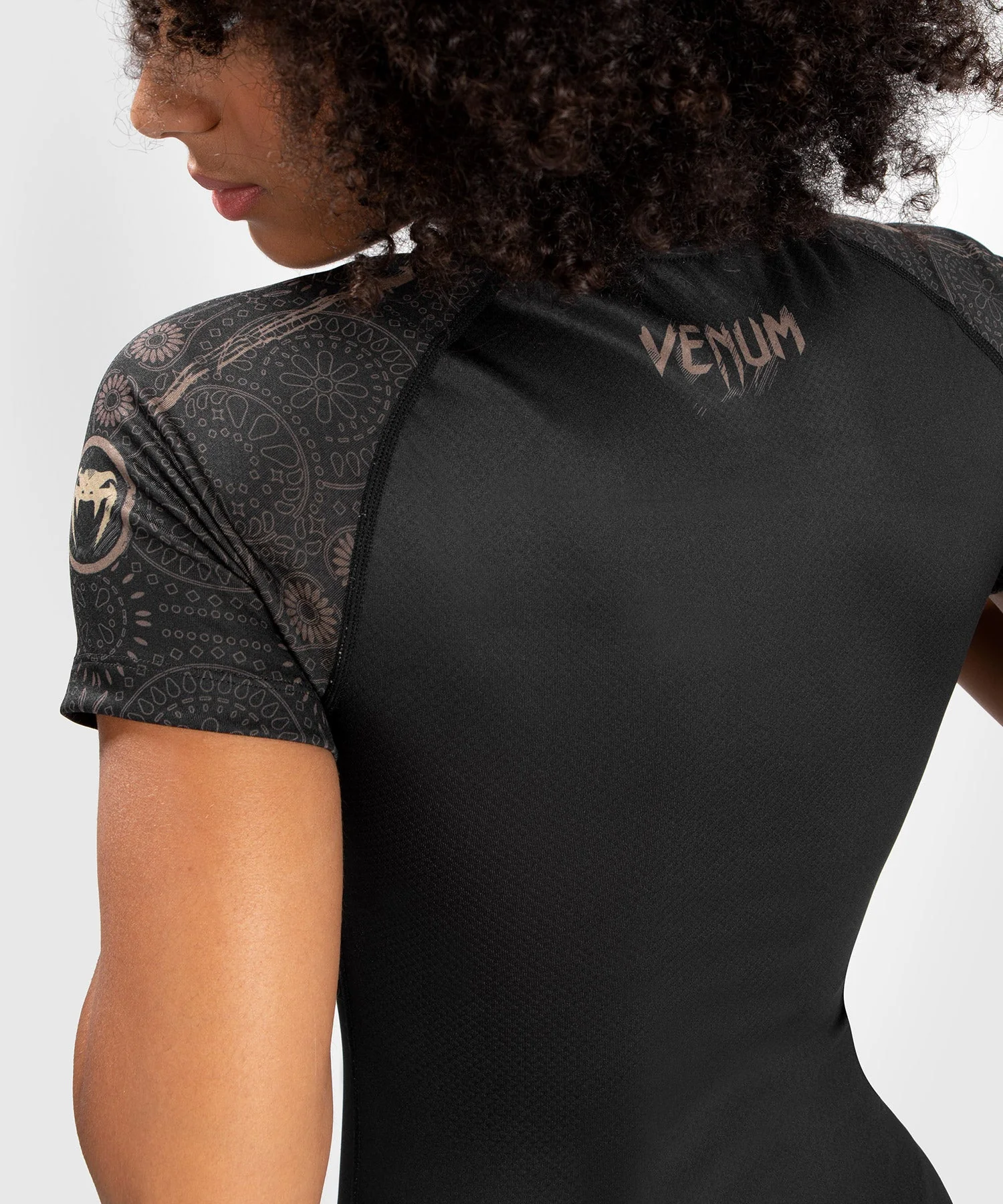 Venum Women Santa Muerte Dark Side Rashguard Short Sleeves - Black Brown  photo