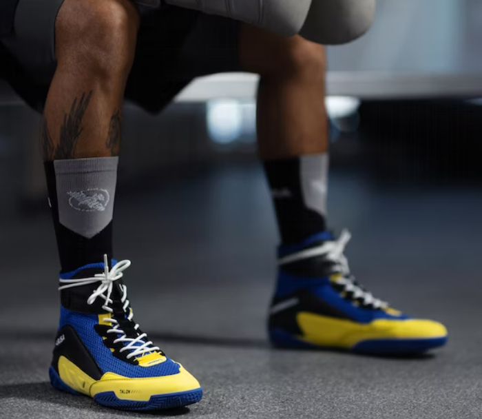 Боксерки Hayabusa Talon Boxing Shoes Blue Yellow размер