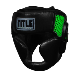 Боксерский шлем TITLE Boxing Matrix Full Face Headgear Black Neon Green