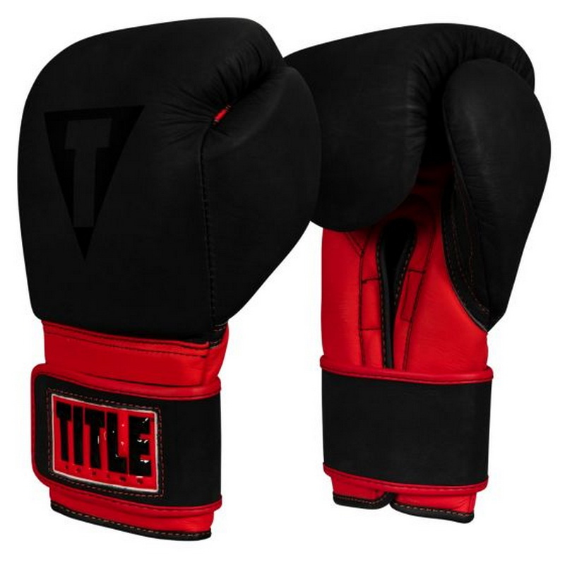 Боксерские перчатки TITLE Leather Solar Training Gloves Black Red