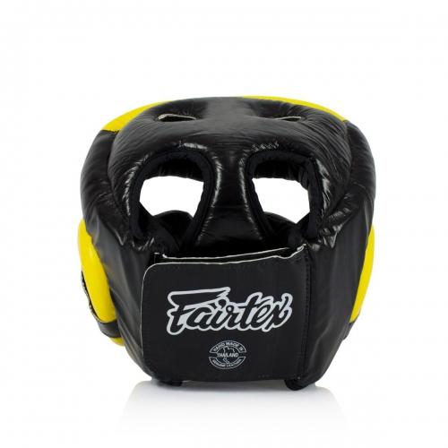 Шлем Fairtex HG13FH Sparring Headguard Full Head Coverage Black Yellow фото