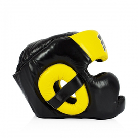 Шлем Fairtex HG13FH Sparring Headguard Full Head Coverage Black Yellow, Фото № 3