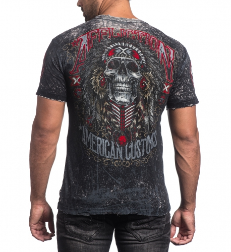 Двусторонняя футболка Affliction AC Iroquois Black T-Shirt купити