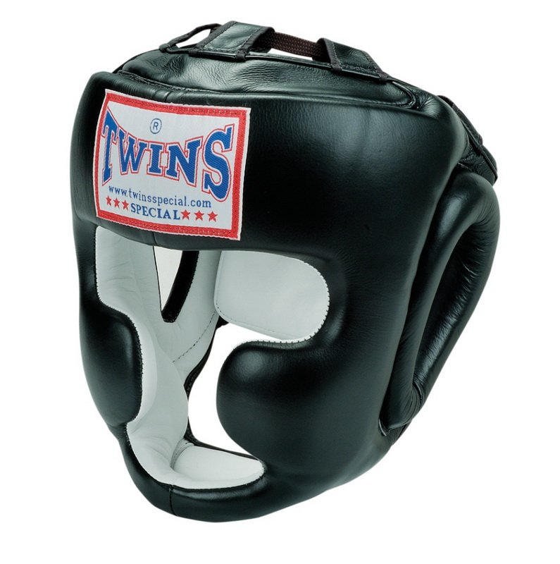 Боксерский шлем Twins Full Face Head Gear Premium Leather Elastic Straps