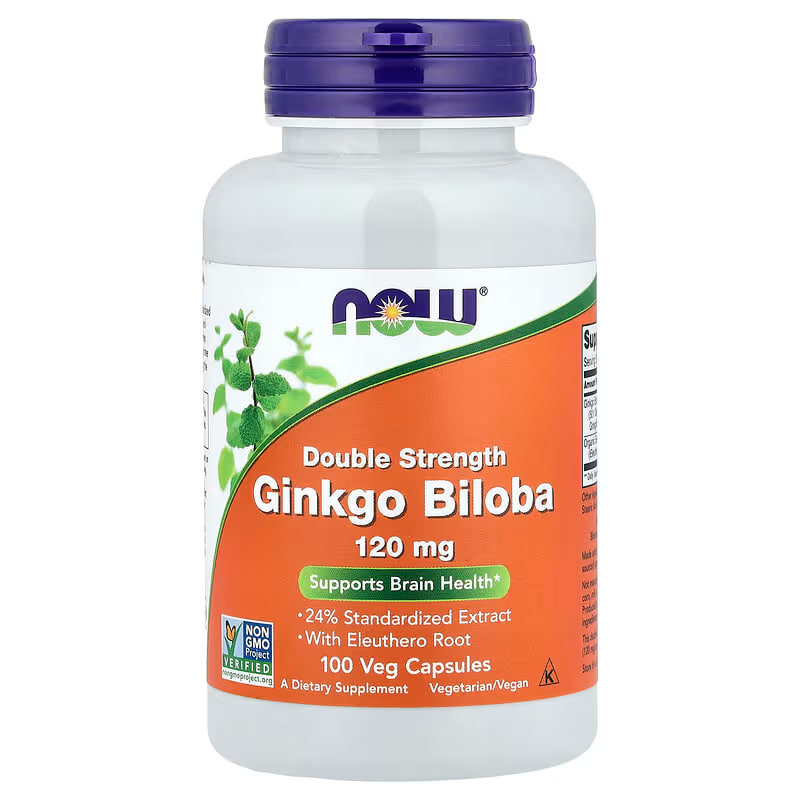NOW Foods Ginkgo Biloba Double Strength 120 mg 100 капсул
