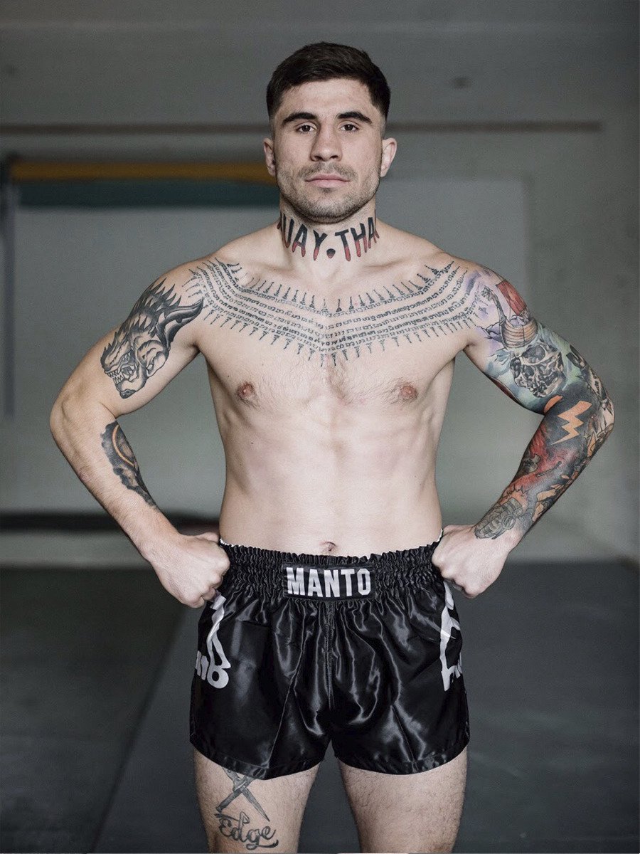 Shorts for Thai boxing MANTO Shorts Muay Thai Black Silver buy