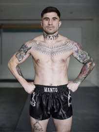 Шорти для тайського боксу MANTO Shorts Muay Thai Black Silver, Фото № 2
