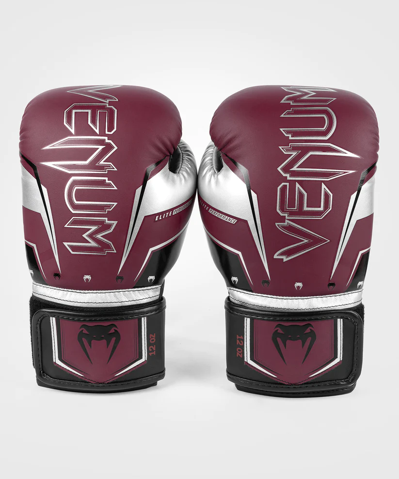 Venum Elite Evo Boxing Gloves - Burgundy Silver buy
