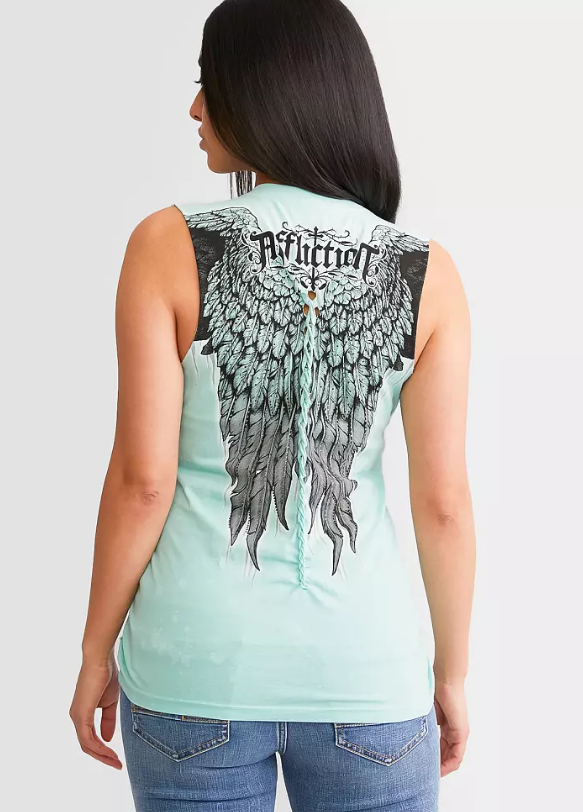 Жіноча безрукавка Affliction Age of Winter Rust Tank Lt Jade Construction Wash купити