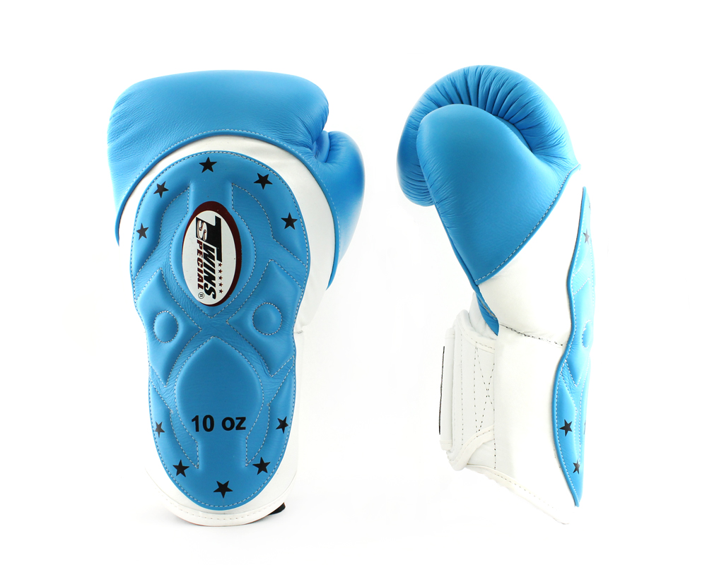 Боксерские перчатки Twins Velcro Extra Design BGVL6-MK White Lightblue купить