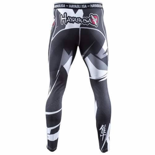Компрессионные штаны Hayabusa Metaru 47 Silver Compression Pants Black White купить