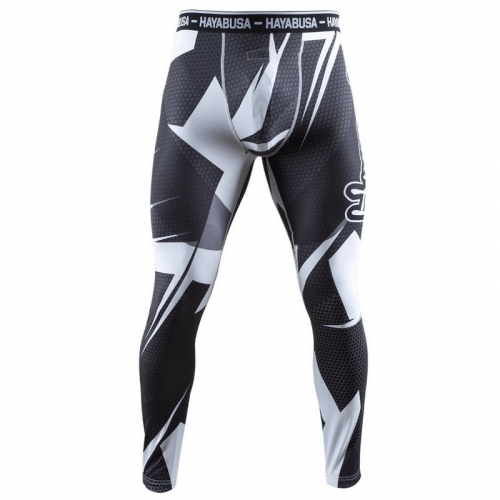 Компрессионные штаны Hayabusa Metaru 47 Silver Compression Pants Black White цена