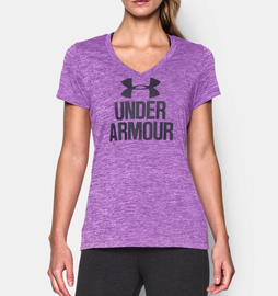 Женская футболка Under Armour Womens V-Neck -Twist Logo Mega Magenta