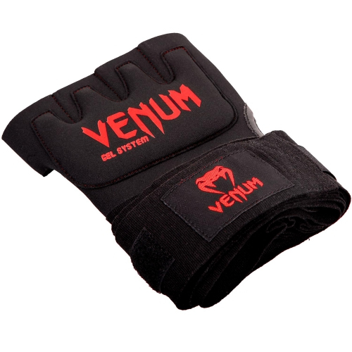 Накладки гелеві бинти Venum Gel Kontact Glove Wraps Black Red фото