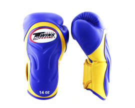 Боксерські рукавиці Twins Velcro Extra Design BGVL6 Gold Blue, Фото № 2