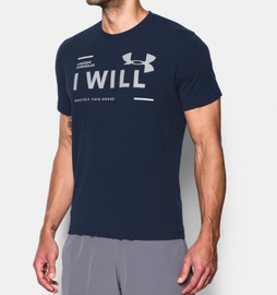 Футболка Under Armour I Will T-Shirt Charged Cotton Navy, Фото № 3