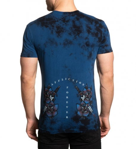 Футболка Affliction Midnight Stalker SS Tee Navy Black Crystal Wash цена