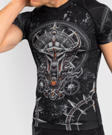 Мужской рашгард Venum Gladiator 5.0 Mens Short Sleeve Rashguard Black Silver фото