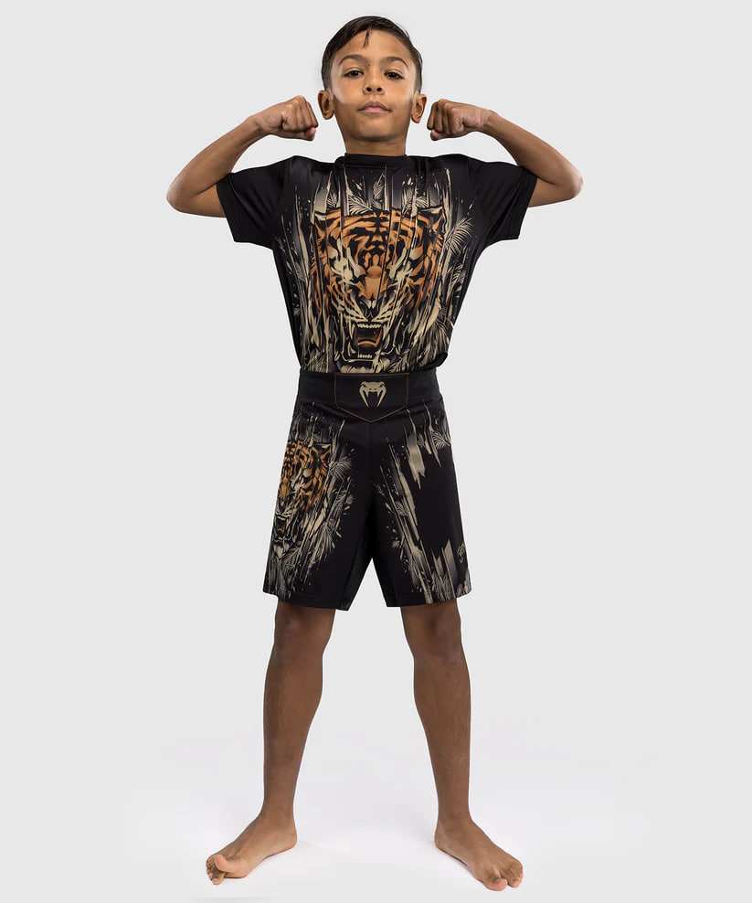 Дитячі шорти Venum Tiger Kids Fight Shorts Black Neon Orange де купити