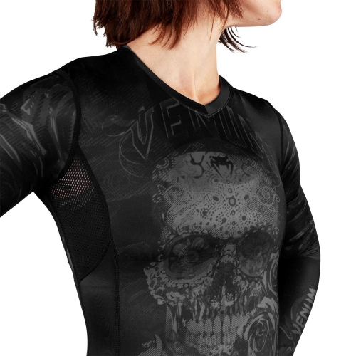 Женский рашгард Venum Santa Muerte 3.0 Long Sleeves Rashguard Black Black For Women оригинал