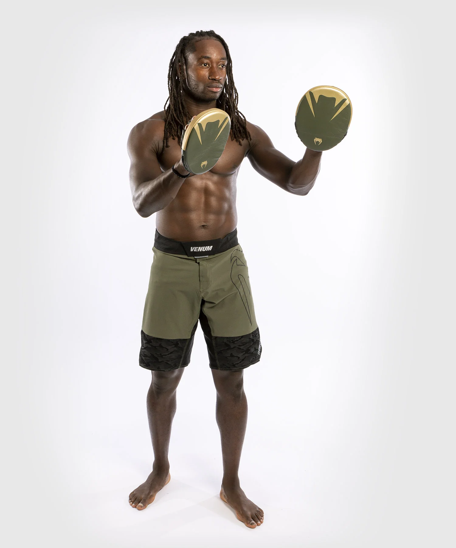 Venum Pro Boxing Flat Punch Mitts Khaki Gold size