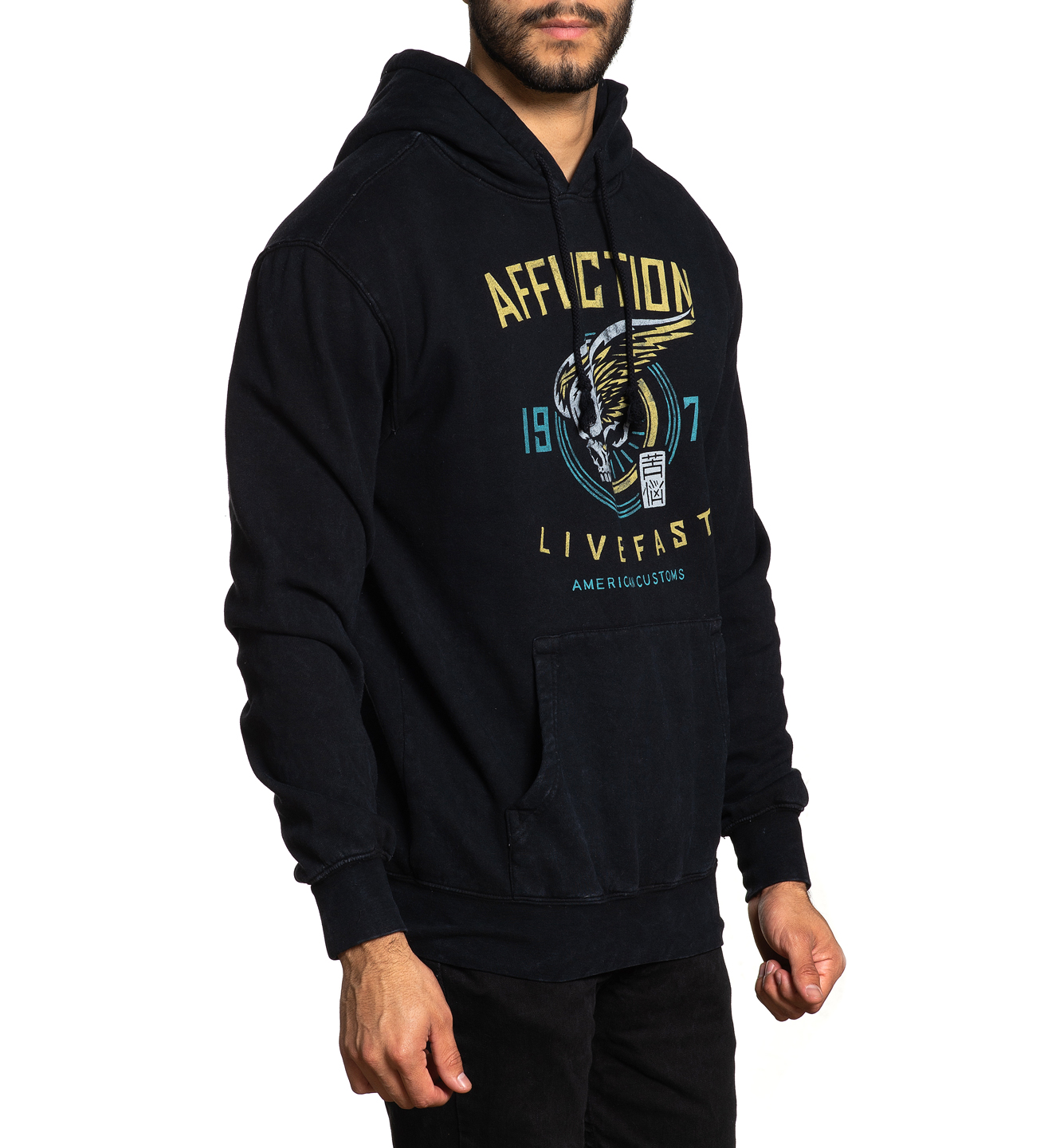 Толстовка Affliction Whiskey Smash Hood A24547 Black Lava Wash фото