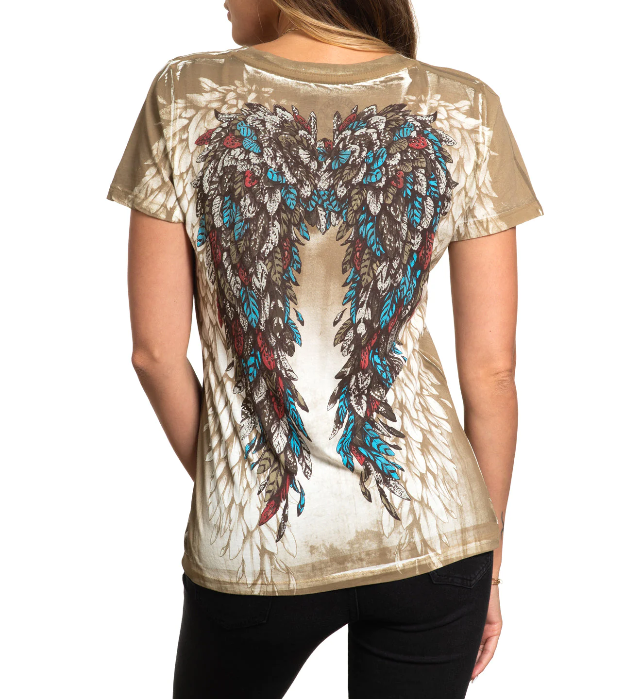 Жіноча футболка Affliction Featherlight V-Neck Vintage White купити