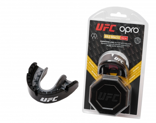 Mouthguard OPRO Self-fit UFC Full Pack Gold Braces Black Silver original