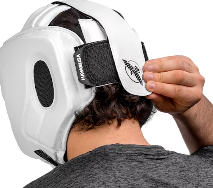 Hayabusa T3 Boxing Headgear Chinless White Black photo