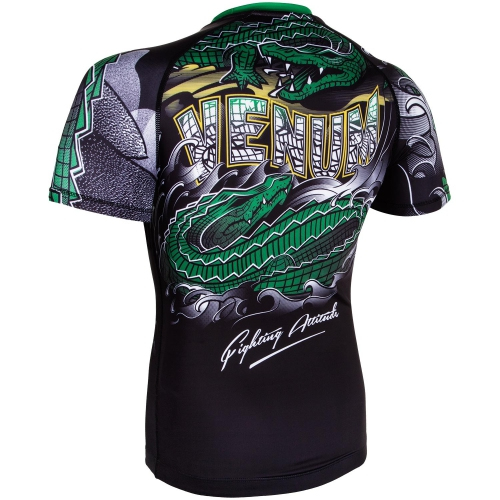 Рашгард Venum Crocodile Rashguard Short Sleeves Black Green фото