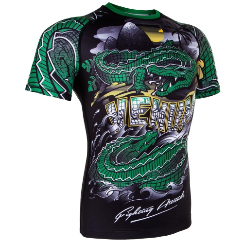 Рашгард Venum Crocodile Rashguard Short Sleeves Black Green цена