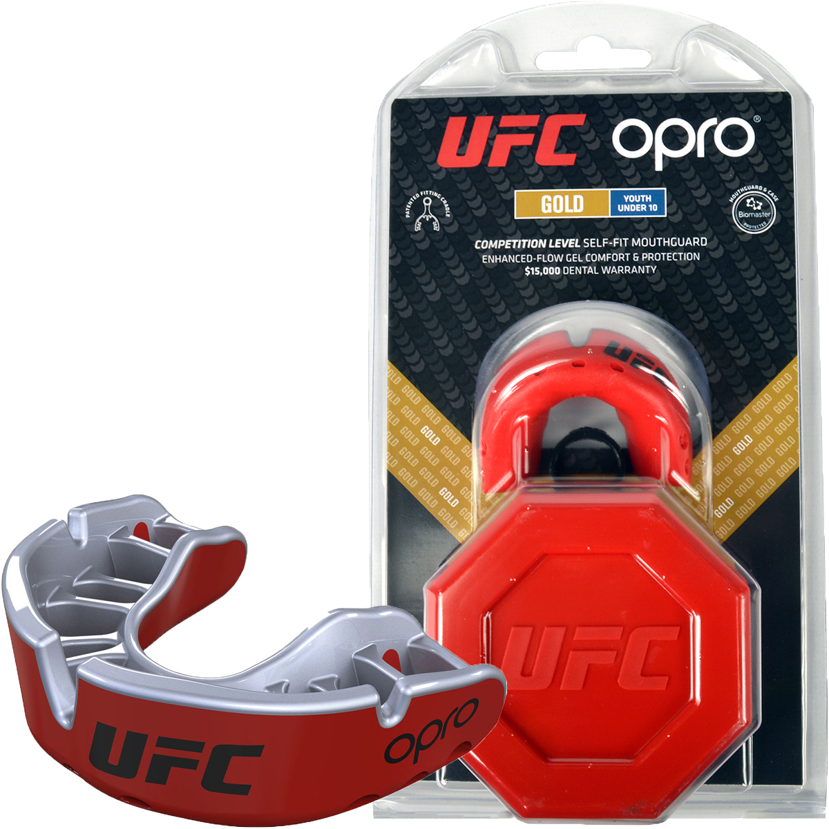 Дитяча капа OPRO Self-fit UFC Full Pack Junior Gold